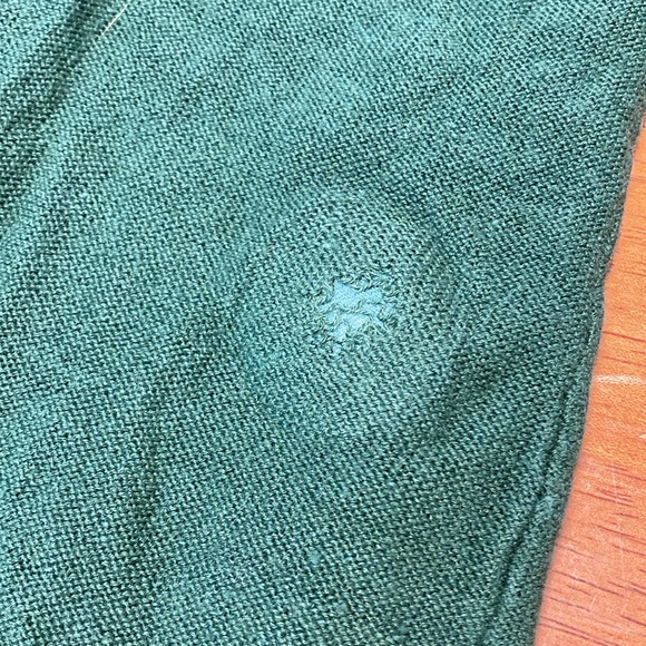 J. Jill Women's Size S *PATCHED* Green Linen Blend Lightweight Sweater Shirt Top - Picture 10 of 14